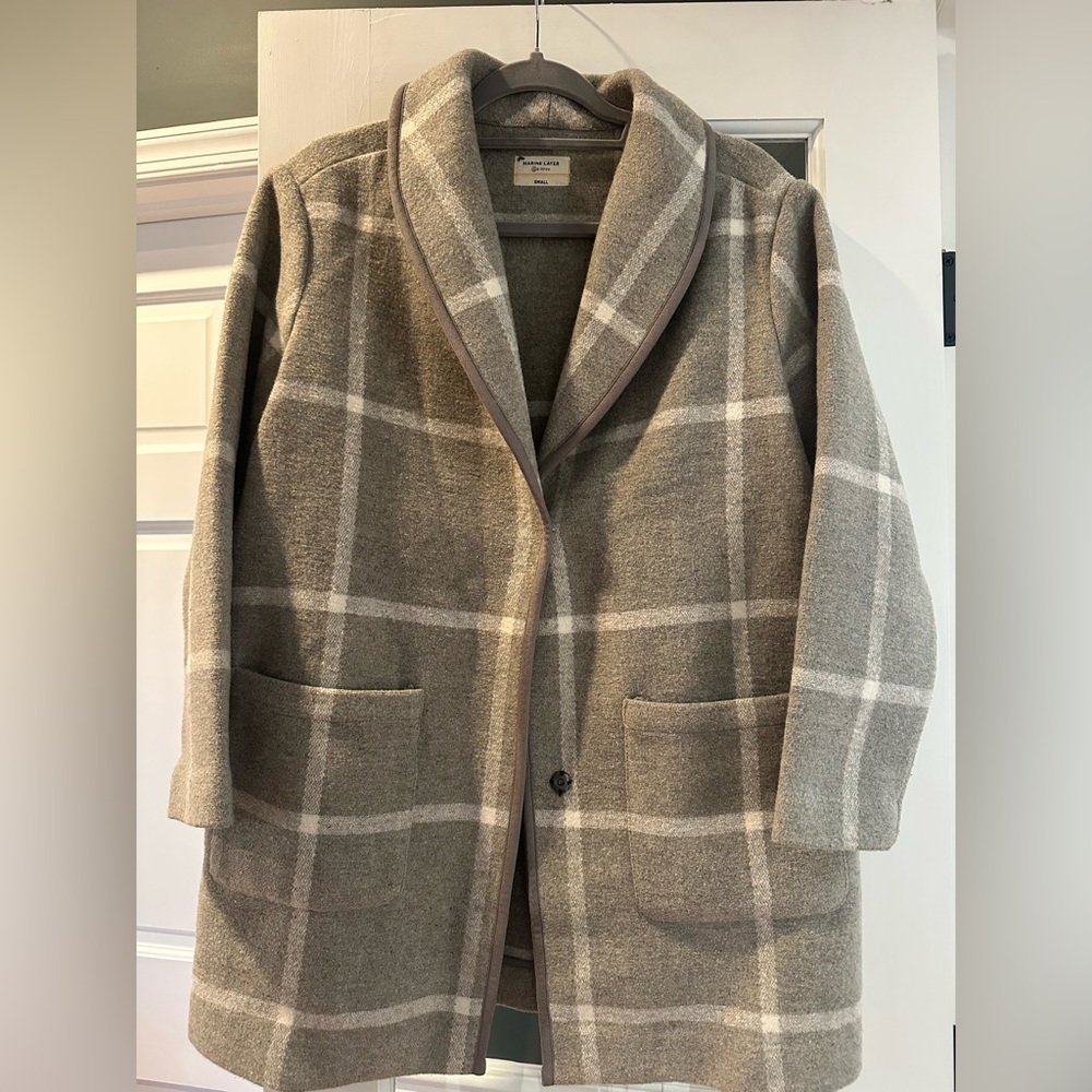 Marine Layer Tan Plaid Coat
